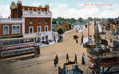 Kew Bridge tram terminus,Brentford,trams,hotels and inns Star and Garter,policeman